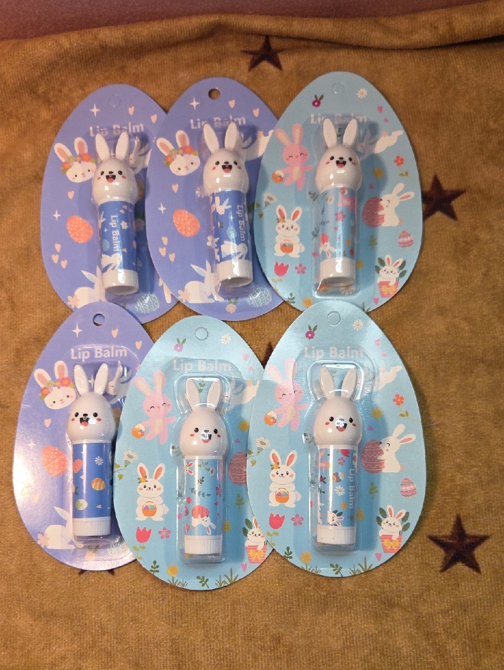 6 Cute Bunny Lip Balm - Blue Pastel Pack